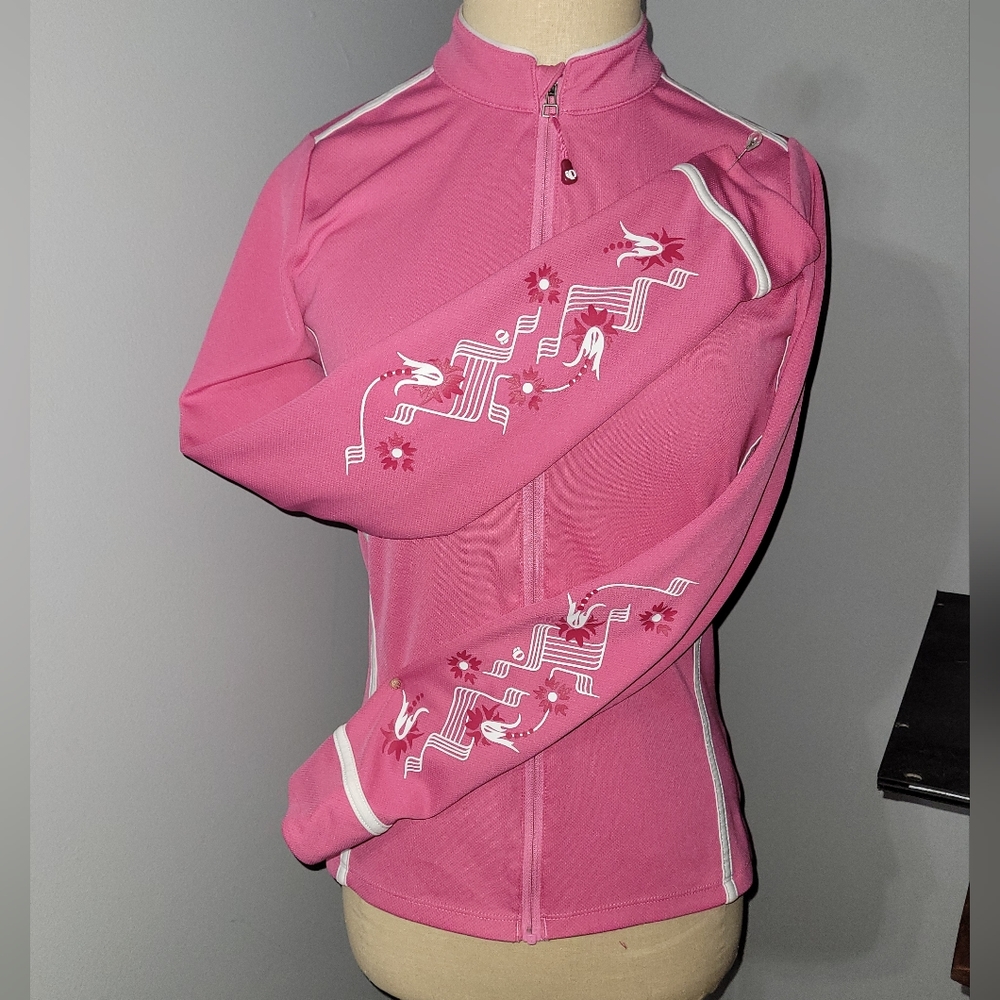 Women's Pearl Izumi jacket in Barbie pink & white